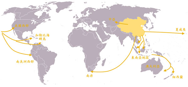 18至19世纪华人移民全球路线图