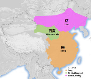 紫色部分为1111年辽朝疆域